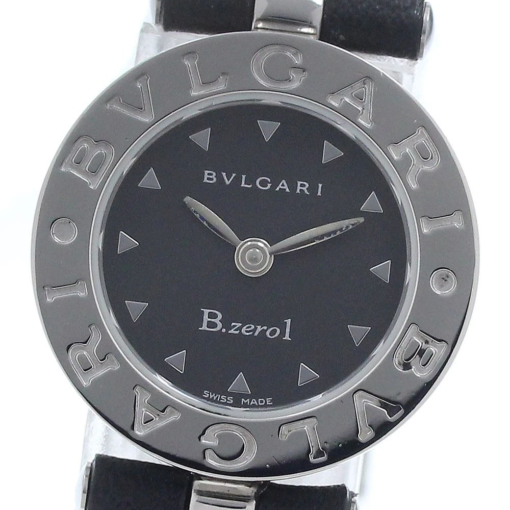 BVLGARI BLACK QUARTZ WATCH: BVLGARI black Quartz Watch Brand: BVLGARI Type: Wristwatch Material: Band Material leather, Case Material Stainless Steel Color: Band Color black, Dial Color black, Case Color Silver Size: Case Size