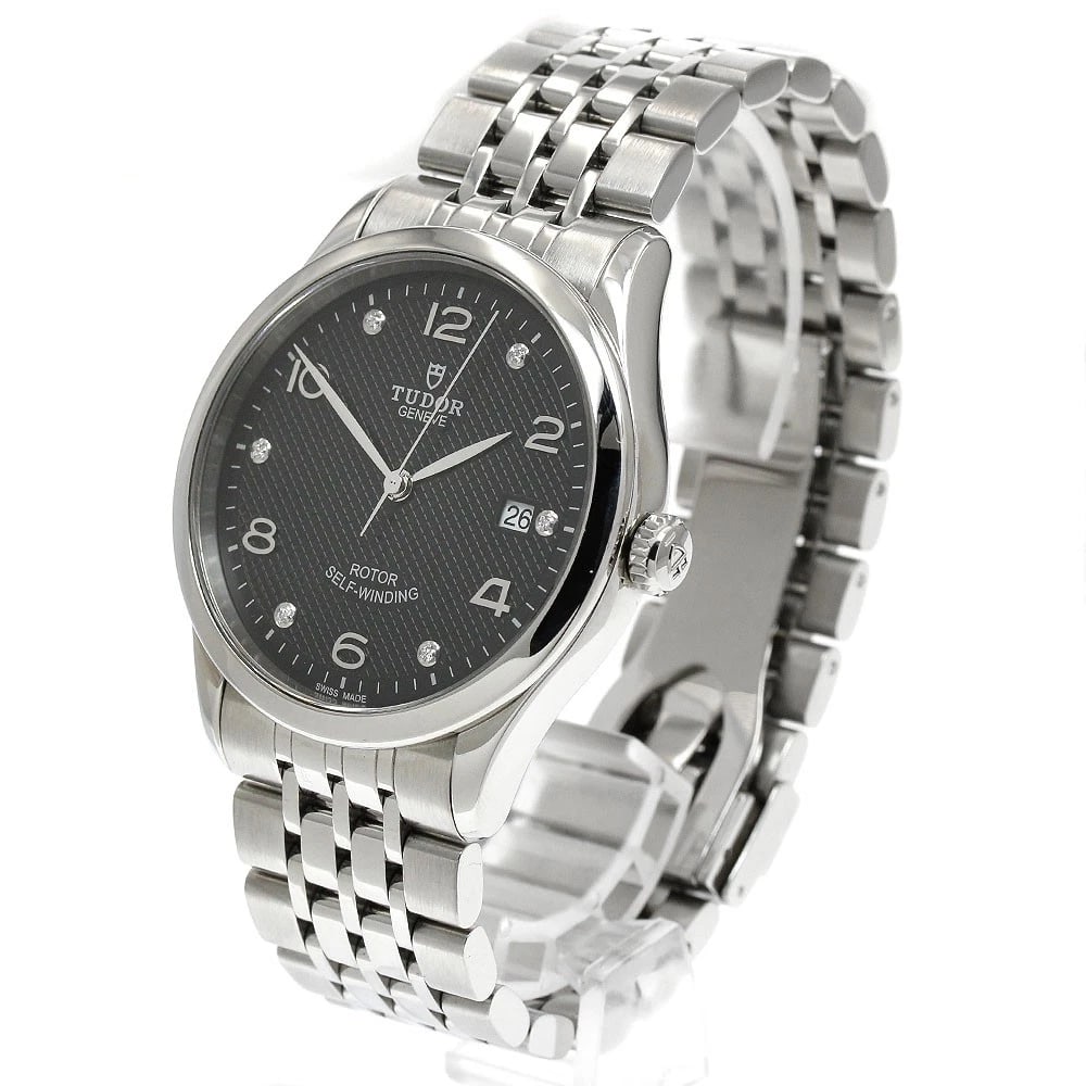 TUDOR DATE DIAMOND BLACK AUTOMATIC WATCH - 2