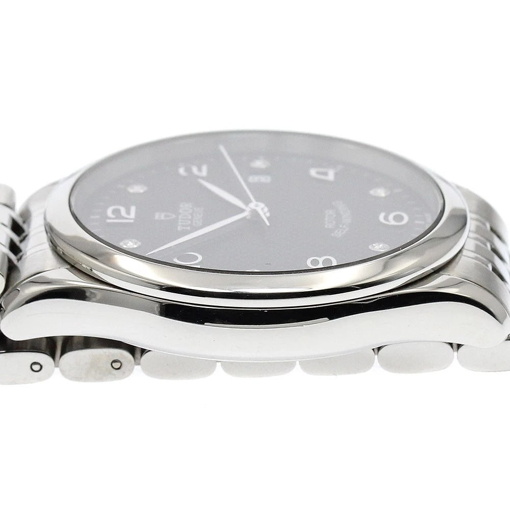 TUDOR DATE DIAMOND BLACK AUTOMATIC WATCH - 5