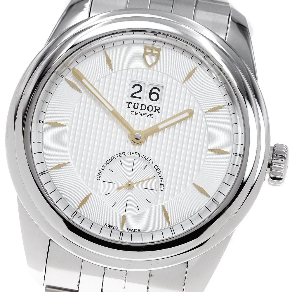 TUDOR GLAMOUR DATE SILVER AUTOMATIC WATCH: TUDOR Glamour date Silver Automatic Watch Brand: TUDOR Type: Wristwatch Material: Band Material Stainless Steel, Case Material Stainless Steel Color: Band Color Silver, Dial Color Silver, Case Color S