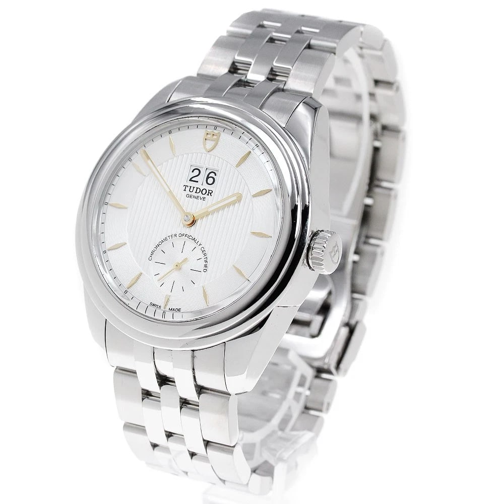 TUDOR GLAMOUR DATE SILVER AUTOMATIC WATCH - 2