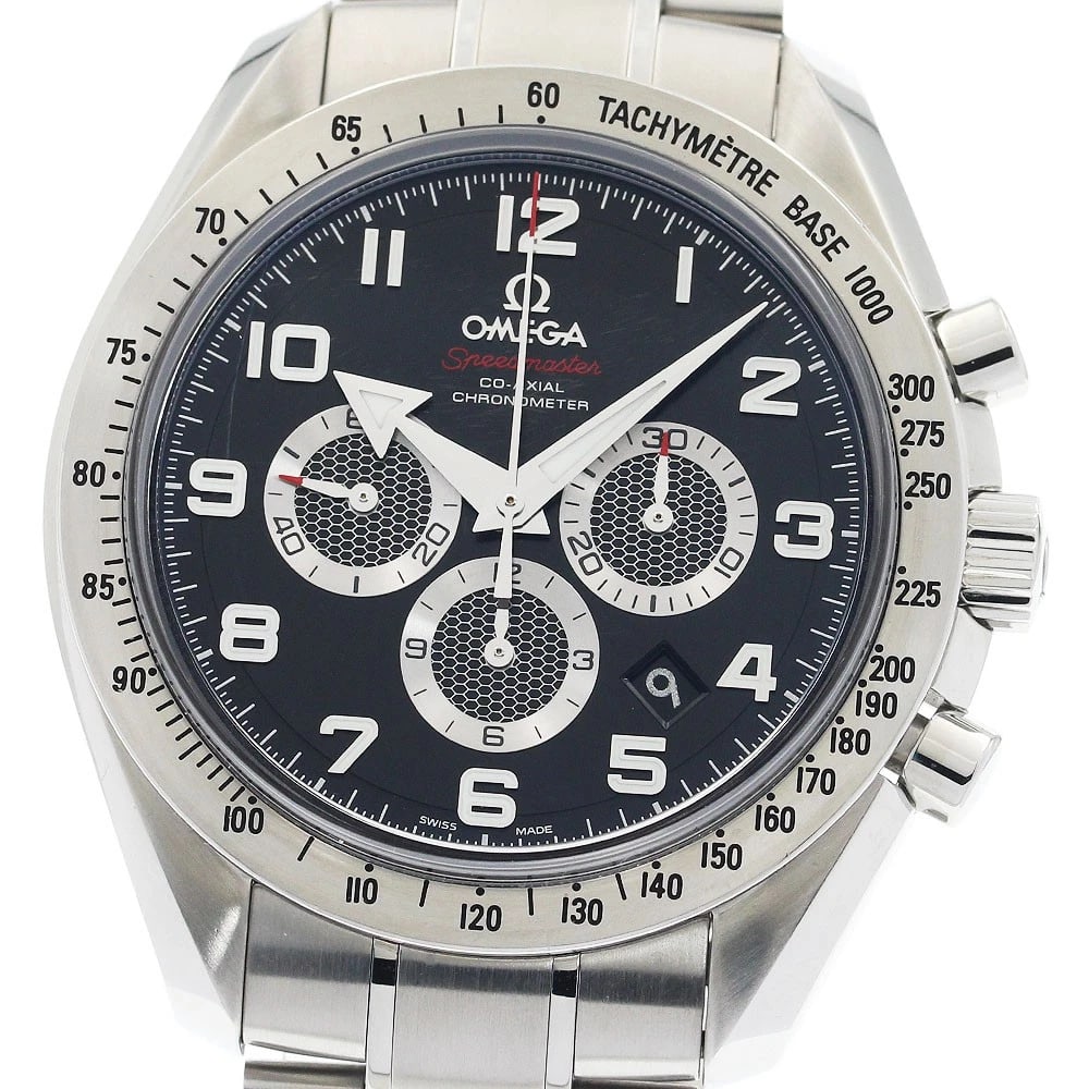 OMEGA SPEEDMASTER BROAD ARROW AUTOMATIC WATCH: OMEGA Speedmaster Broad Arrow Automatic Watch Brand: OMEGA Type: Wristwatch Material: Band Material Stainless Steel, Case Material Stainless Steel Color: Band Color Silver, Dial Color black, Case Colo