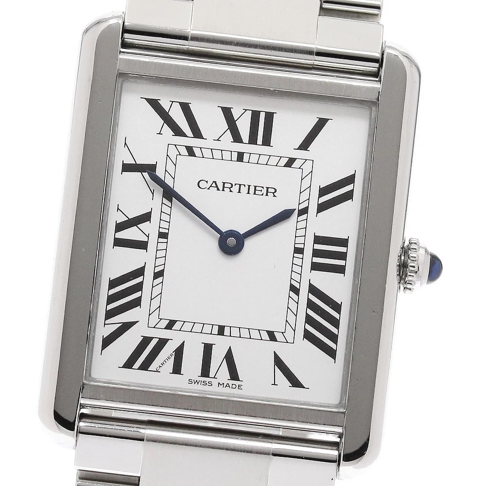 CARTIER TANK SOLO SILVER QUARTZ WATCH: CARTIER Tank solo Silver Quartz Watch Brand: CARTIER Type: Wristwatch Material: Band Material Stainless Steel, Case Material Stainless Steel Color: Band Color Silver, Dial Color Silver, Case Color