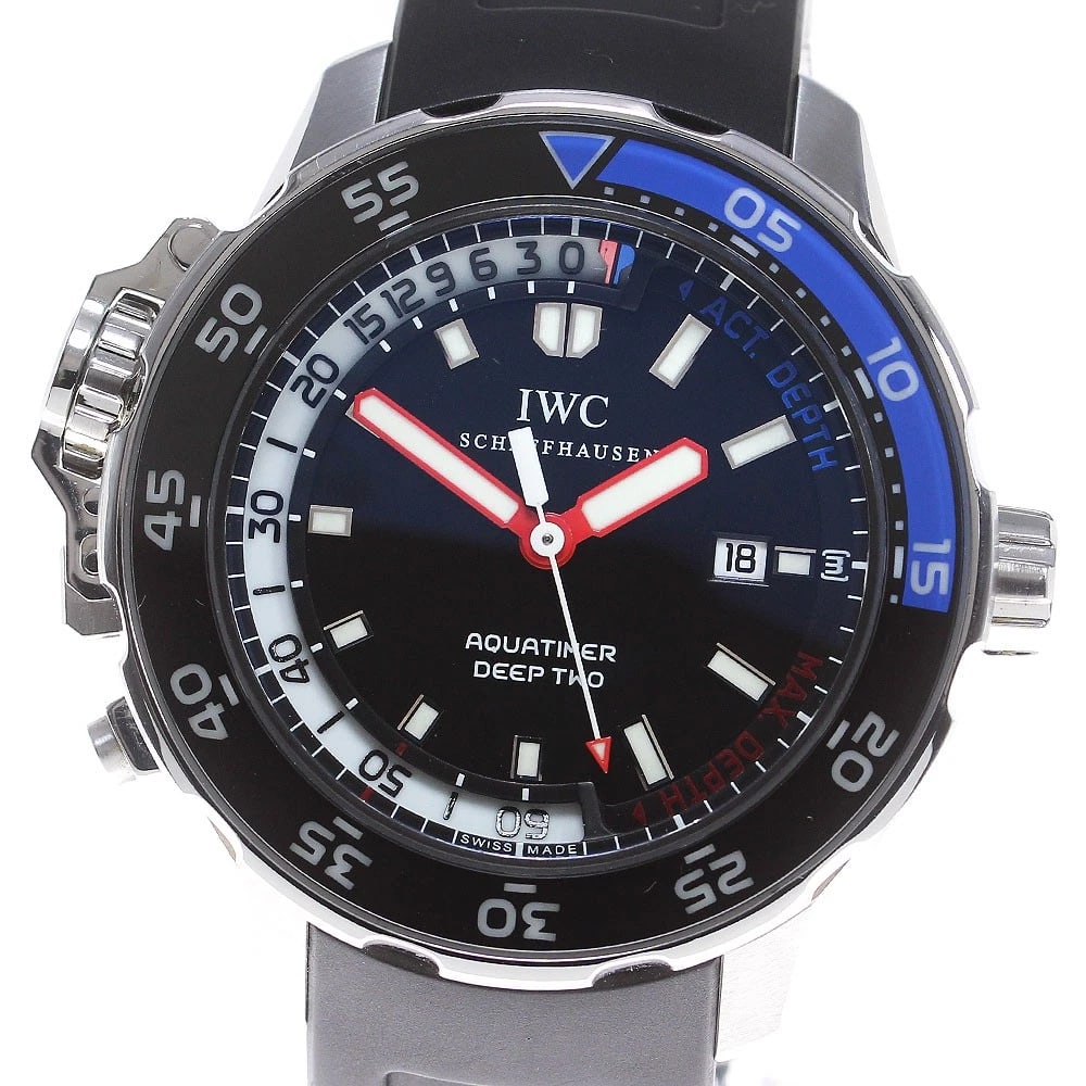 IWC SCHAFFHAUSEN AQUATIMER BLACK WATCH: IWC SCHAFFHAUSEN Aquatimer black Watch Brand: IWC SCHAFFHAUSEN Type: Wristwatch Material: Band Material rubber, Case Material Stainless Steel Color: Band Color black, Dial Color black, Case Color