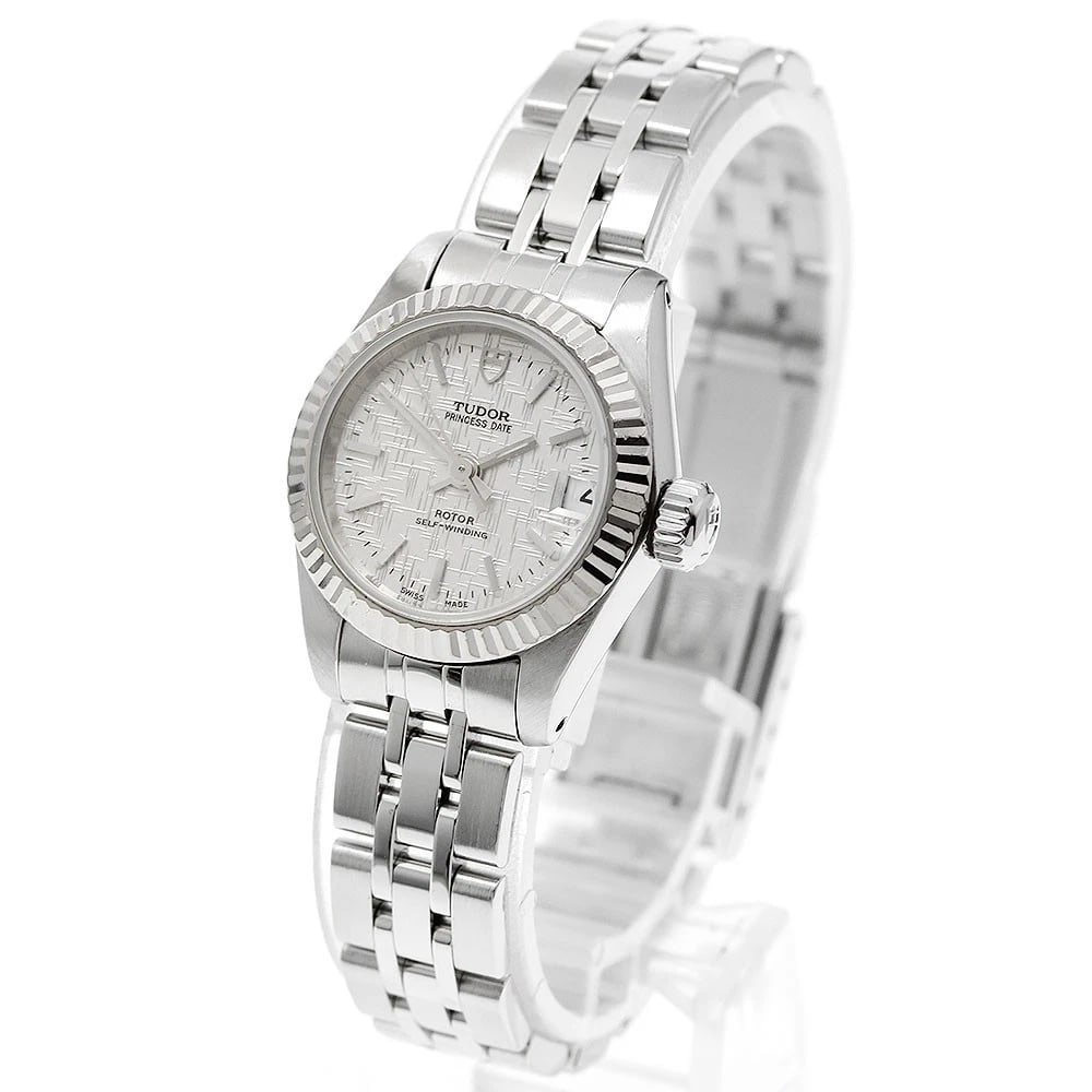 TUDOR PRINCESS DATE WG BEZEL SILVER AUTOMATIC WATCH: TUDOR Princess Date WG bezel Silver Automatic Watch Brand: TUDOR Type: Wristwatch Material: Band Material Stainless Steel, Case Material Stainless Steel/WG Color: Band Color Silver, Dial Color Silver,