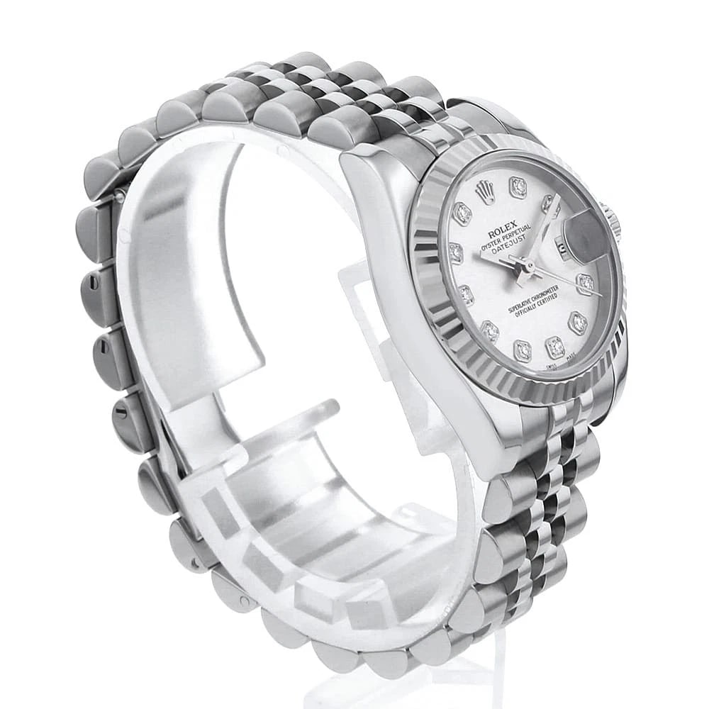 ROLEX DATEJUST DIAMOND SILVER WATCH - 3