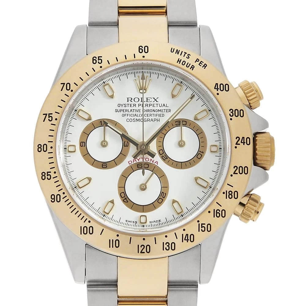 ROLEX COSMOGRAPH DAYTONA CREAM WATCH: ROLEX Cosmograph Daytona cream Watch Brand: ROLEX Type: Wrist watch Material: Band Material Stainless Steel/Yellow Gold, Case Material Stainless Steel/Yellow Gold Color: Dial Color Ivory Size: