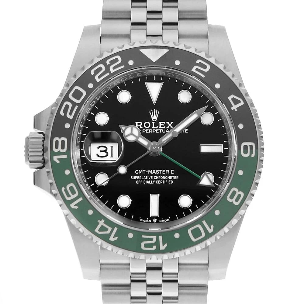 ROLEX GMT MASTER BLACK ROW JUBILEE BRACELET WATCH: ROLEX GMT Master black row jubilee bracelet Watch Brand: ROLEX Type: Wrist watch Material: Band Material Stainless Steel, Case Material Stainless Steel Color: Dial Color Black Size: Case:W40mm