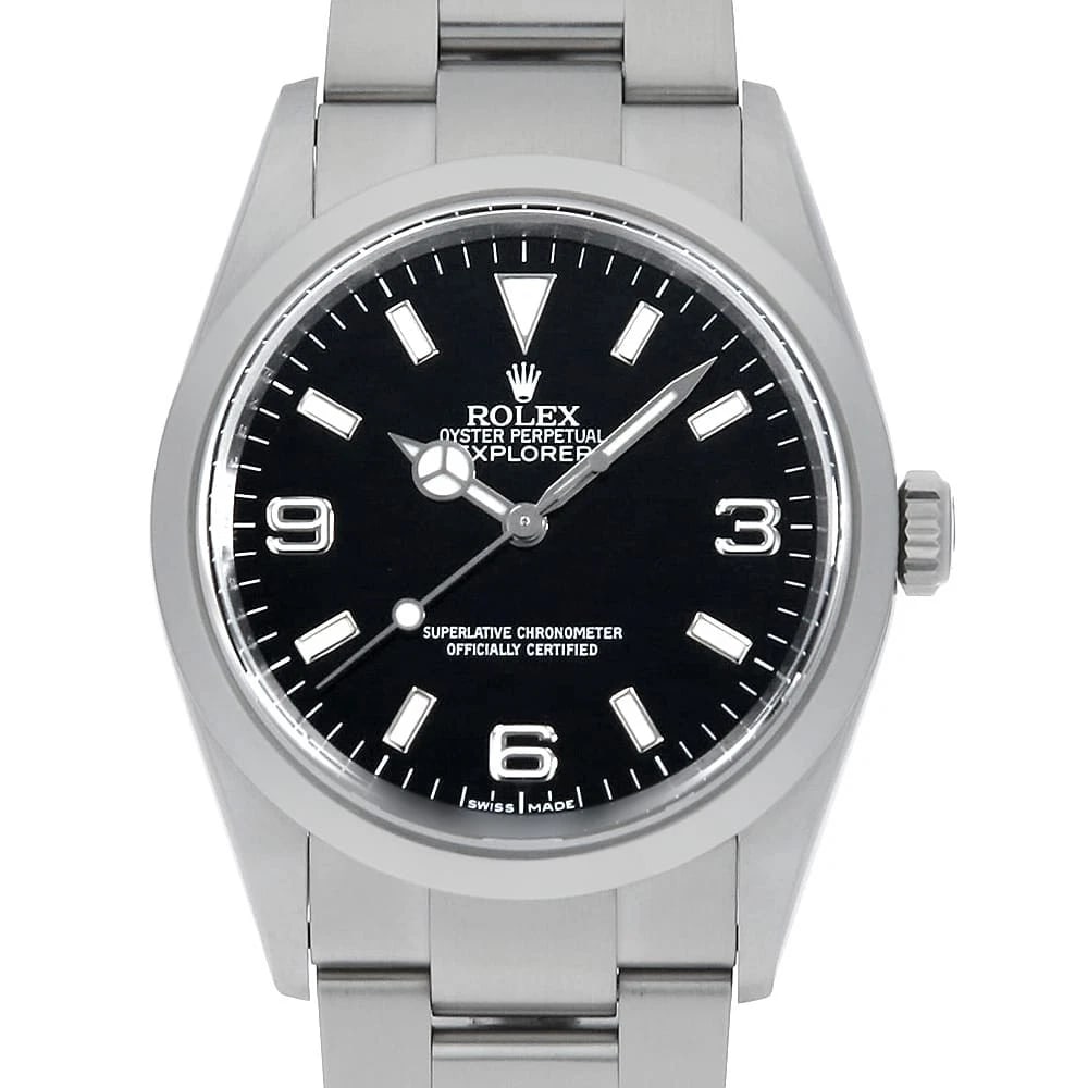 ROLEX EXPLORER BLACK WATCH: ROLEX Explorer black Watch Brand: ROLEX Type: Wrist watch Material: Band Material Stainless Steel, Case Material Stainless Steel Color: Dial Color Black Size: Case:W36mm Circumference of Wrist:18.5cm