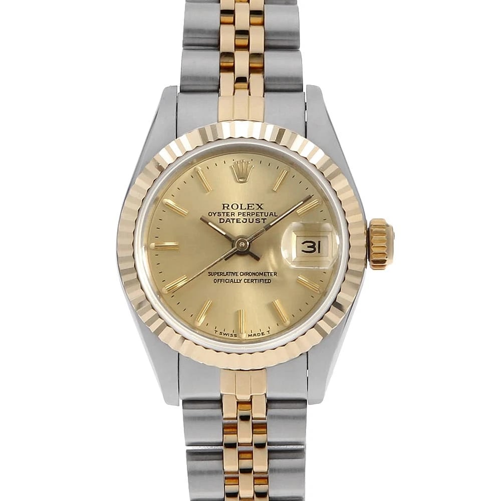 ROLEX DATEJUST CHAMPAGNE WATCH: ROLEX Datejust Champagne Watch Brand: ROLEX Type: Wrist watch Material: Band Material Stainless Steel/Yellow Gold, Case Material Stainless Steel/Yellow Gold Color: Dial Color Champagne Gold Size: Case