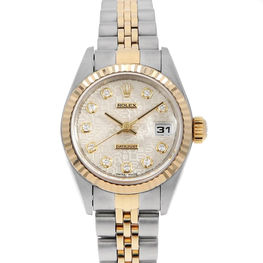 ROLEX DATEJUST DIAMOND SILVER CARVING COMPUTER WATCH: ROLEX Datejust Diamond Silver Carving computer Watch Brand: ROLEX Type: Wrist watch Material: Band Material Stainless Steel/Yellow Gold, Case Material Stainless Steel/Yellow Gold Color: Dial Color