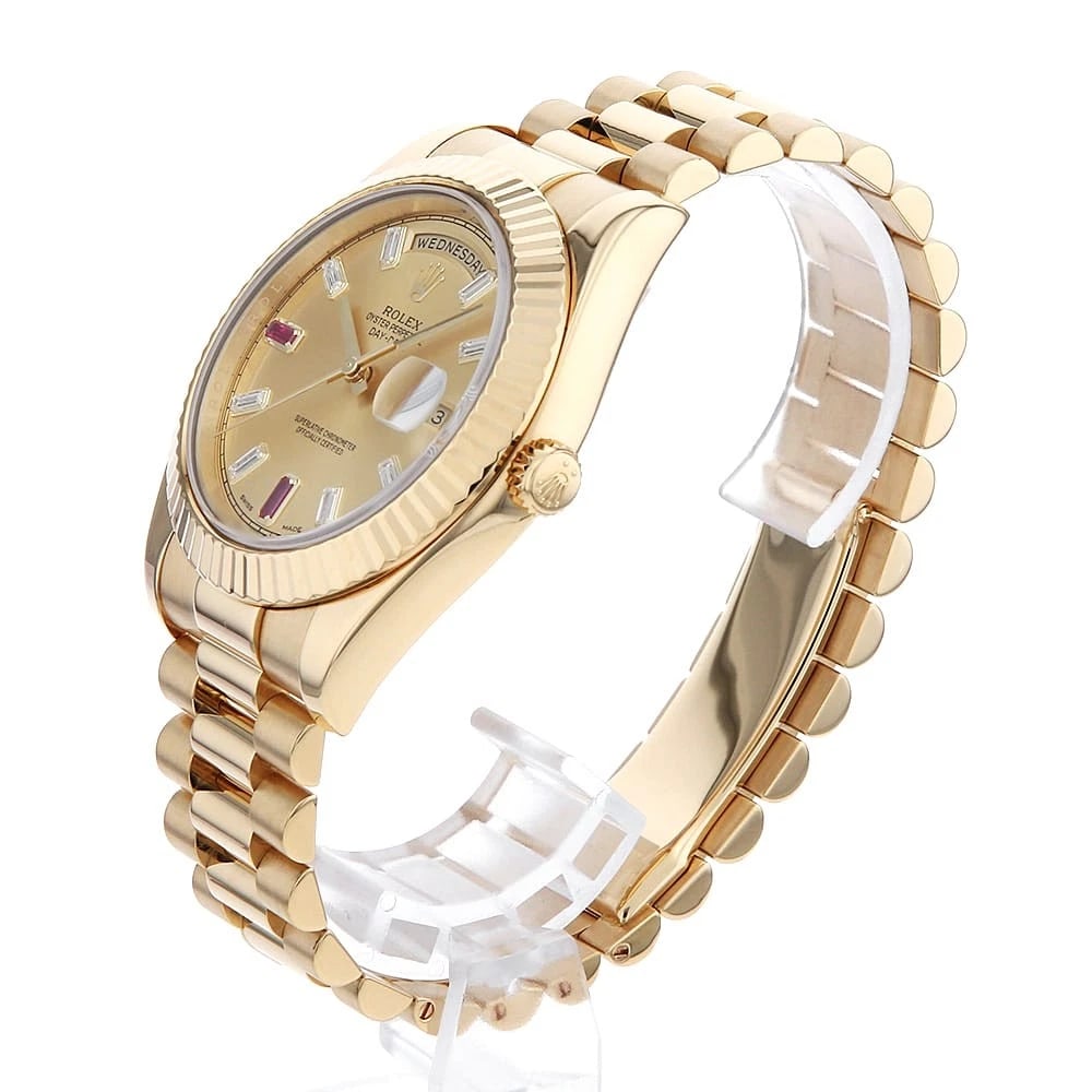 ROLEX DAY DATE DIAMOND RUBY CHAMPAGNE WATCH - 2