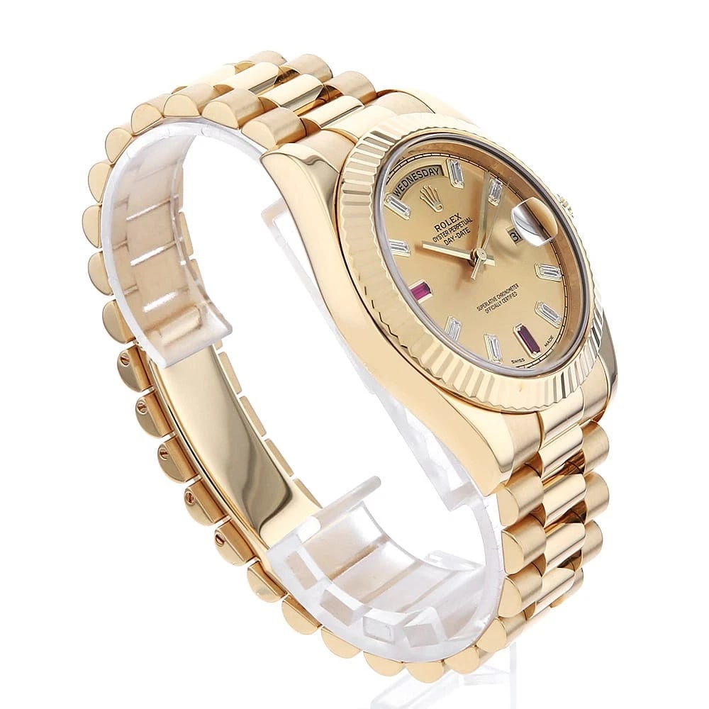 ROLEX DAY DATE DIAMOND RUBY CHAMPAGNE WATCH - 3