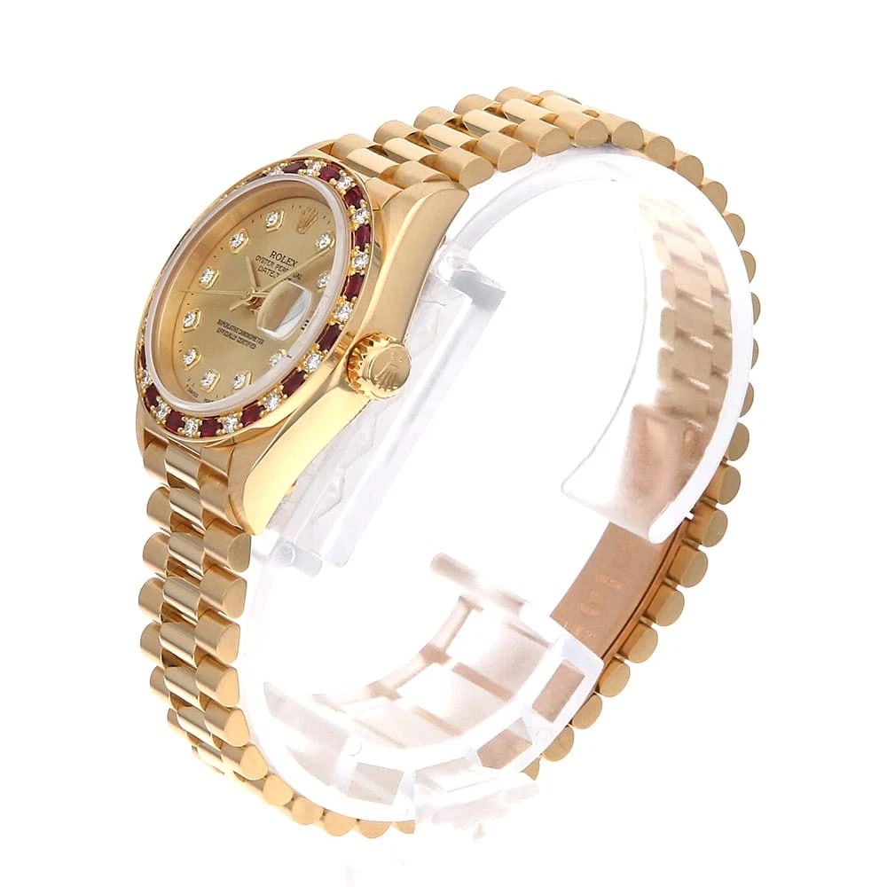 ROLEX DATEJUST RUBY-WRAPPED DIAMOND CHAMPAGNE WATCH - 2