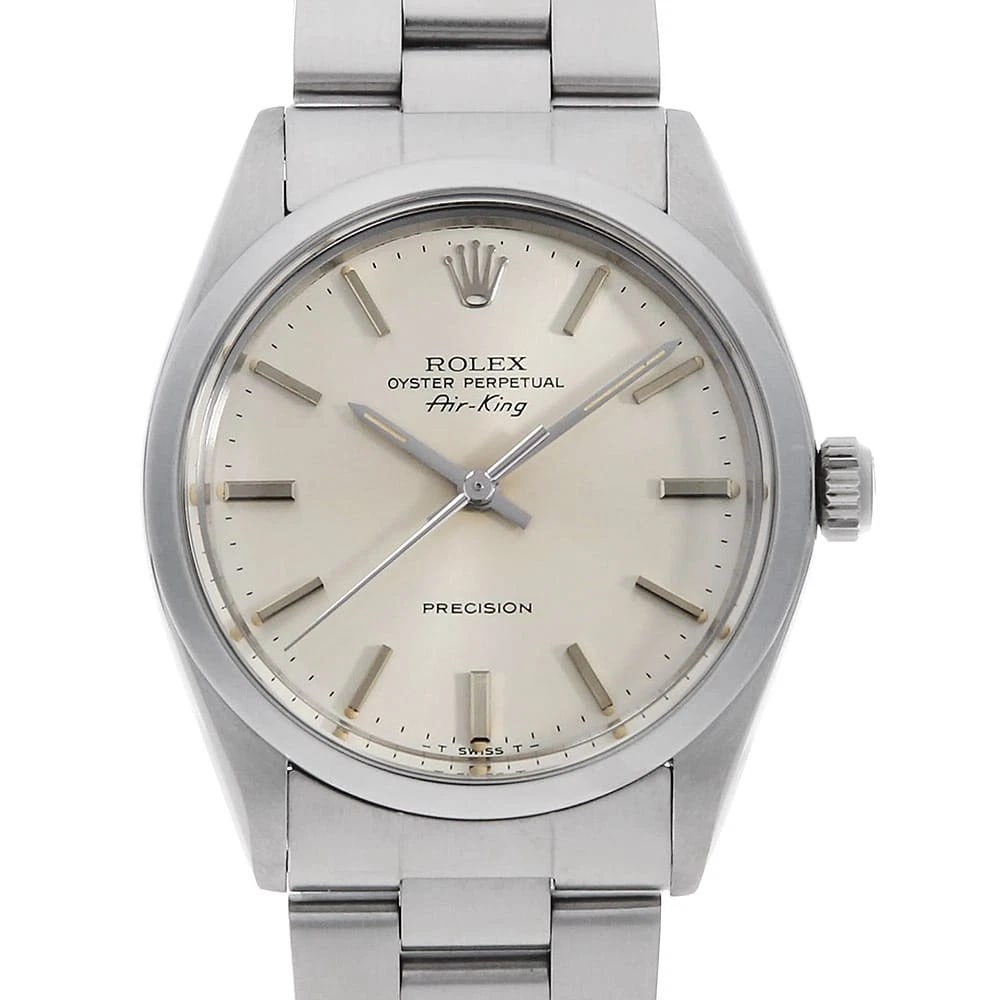 ROLEX AIR KING SILVER TRITIUM WATCH: ROLEX Air king Silver Tritium Watch Brand: ROLEX Type: Wrist watch Material: Band Material Stainless Steel, Case Material Stainless Steel Color: Dial Color Silver Size: Case:W34mm Circumference of Wri