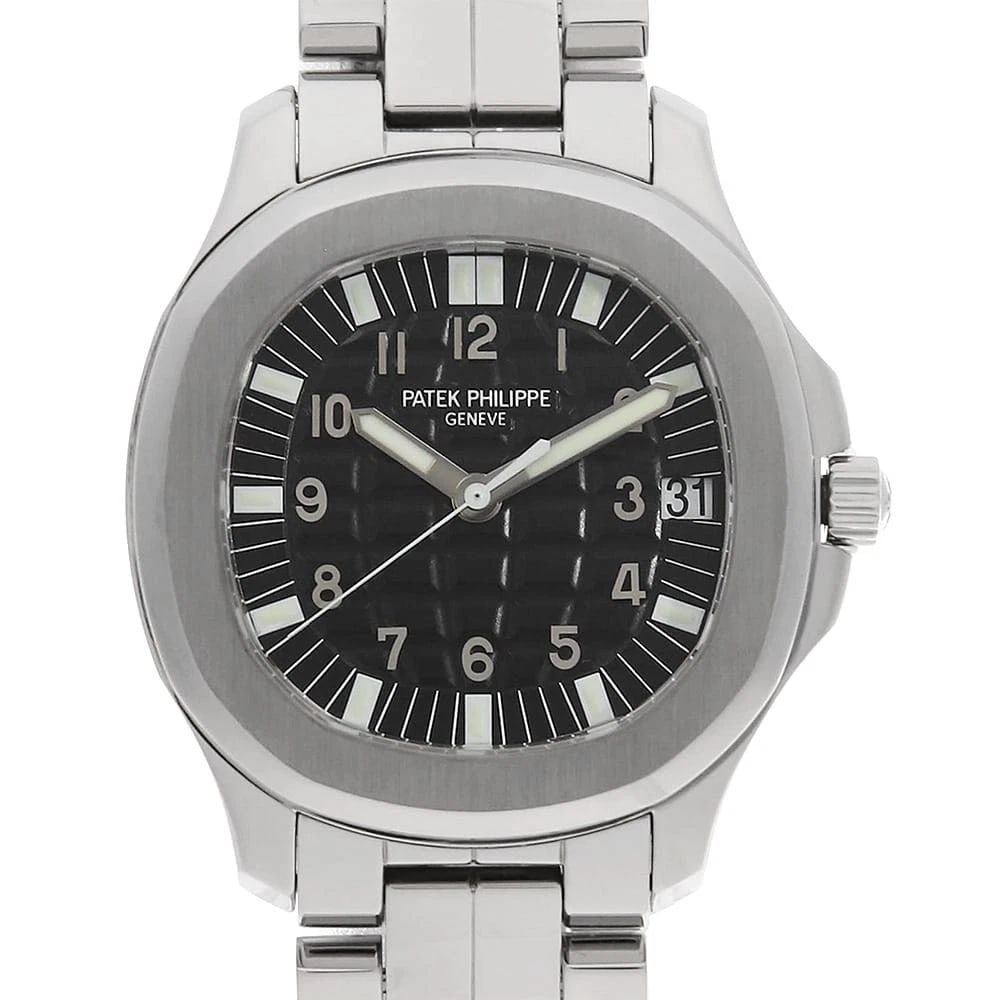 PATEK PHILIPPE AQUANAUT LARGE WATCH: PATEK PHILIPPE Aquanaut Large Watch Brand: PATEK PHILIPPE Type: Wrist watch Material: Band Material Stainless Steel, Case Material Stainless Steel Color: Dial Color Black Size: Case:W38mm