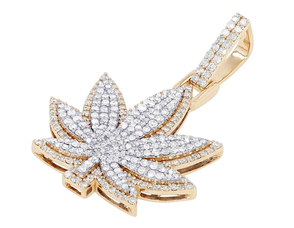 DOUBLE LAYER DIAMOND WEED LEAF PENDANT - 2