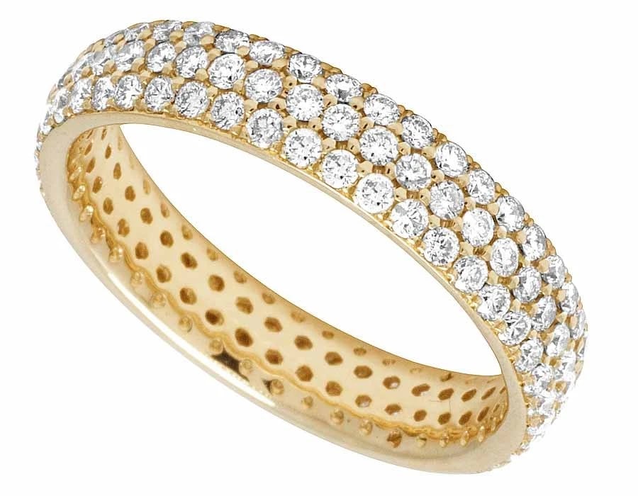 DIAMOND 3 ROW ETERNITY WEDDING RING - 2