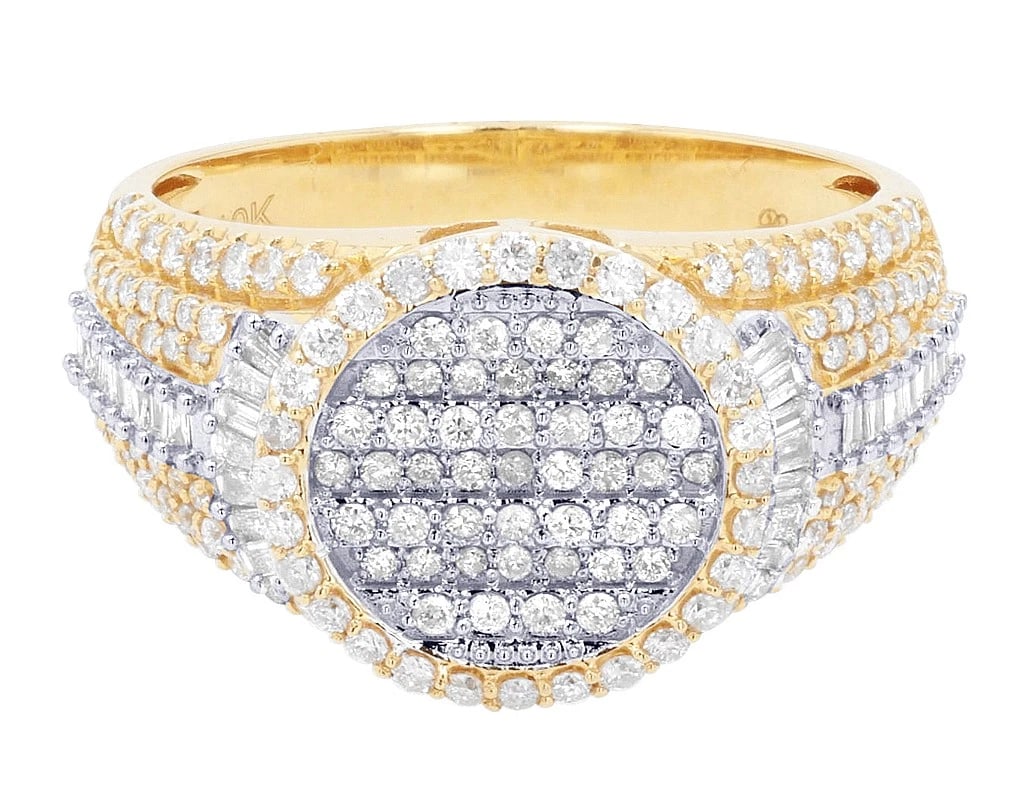 ROUND CLUSTER STRIPE DIAMOND RING - 2