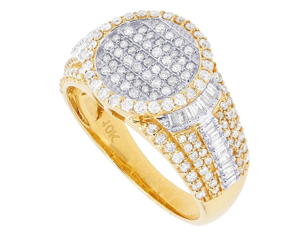 ROUND CLUSTER STRIPE DIAMOND RING - 3