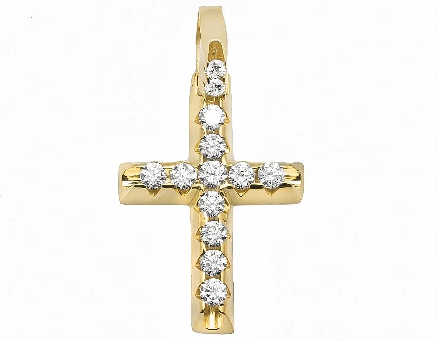 PRONG SET VS DIAMOND CROSS PENDANT CHARM: Prong Set VS Diamond Cross Pendant Charm Brand: None Type/Style: Necklace Material: 10k Yellow Gold Color: Yellow Gold Size: Dimension 1.5 Inch Accessories: None Accessories Notice: When purchasing