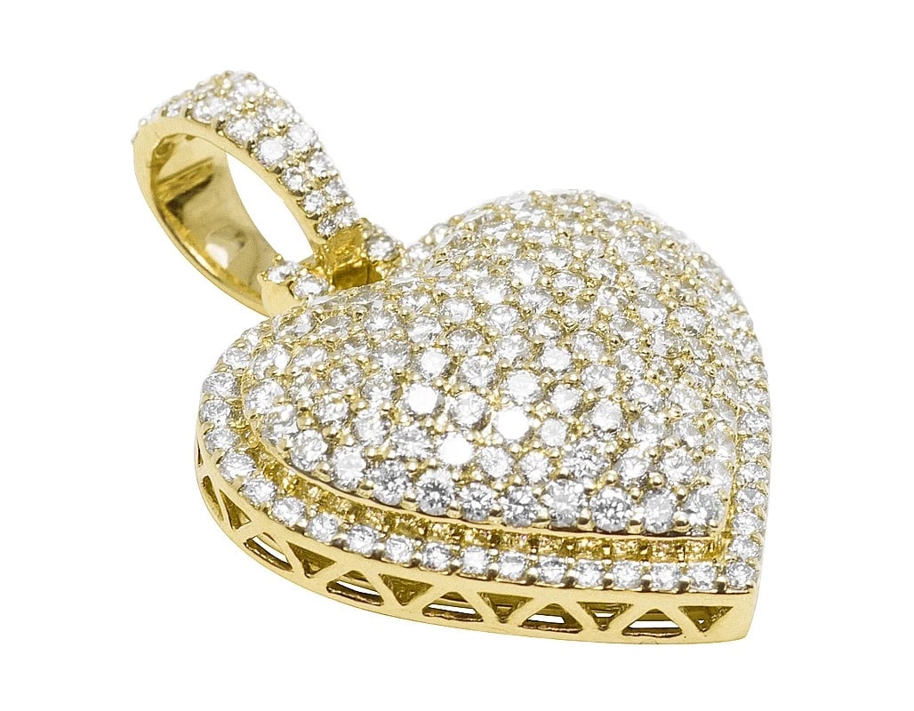 DOME HEART DIAMOND PENDANT: Dome Heart Diamond Pendant Brand: None Type/Style: Necklace Material: 10k Yellow Gold Color: Yellow Gold Size: Dimension 1.3" Accessories: None Accessories Notice: When purchasing pre-owned goods,