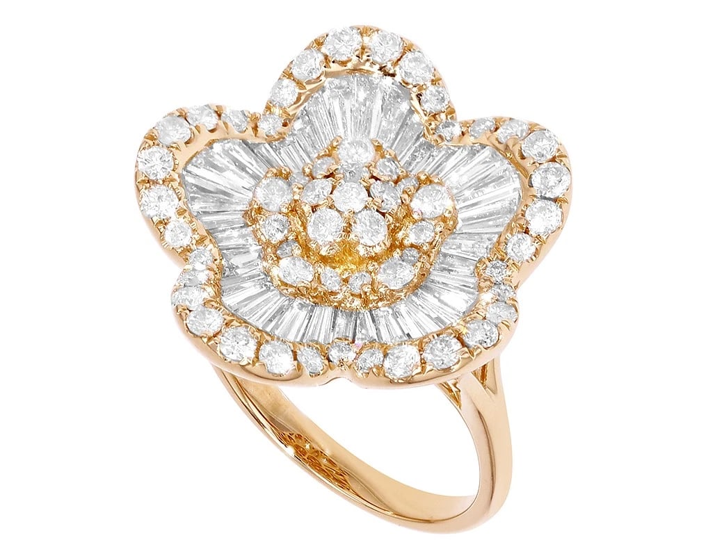 BAGUETTE FLOWER DIAMOND RING - 3