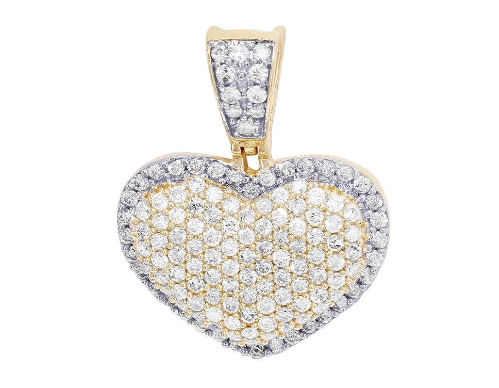 HEART DIAMOND PENDANT: Heart Diamond Pendant Brand: None Type/Style: Necklace Material: 10k Multi-Tone Gold Color: none Size: Dimension 1" Accessories: None Accessories Notice: When purchasing pre-owned goods, please refer