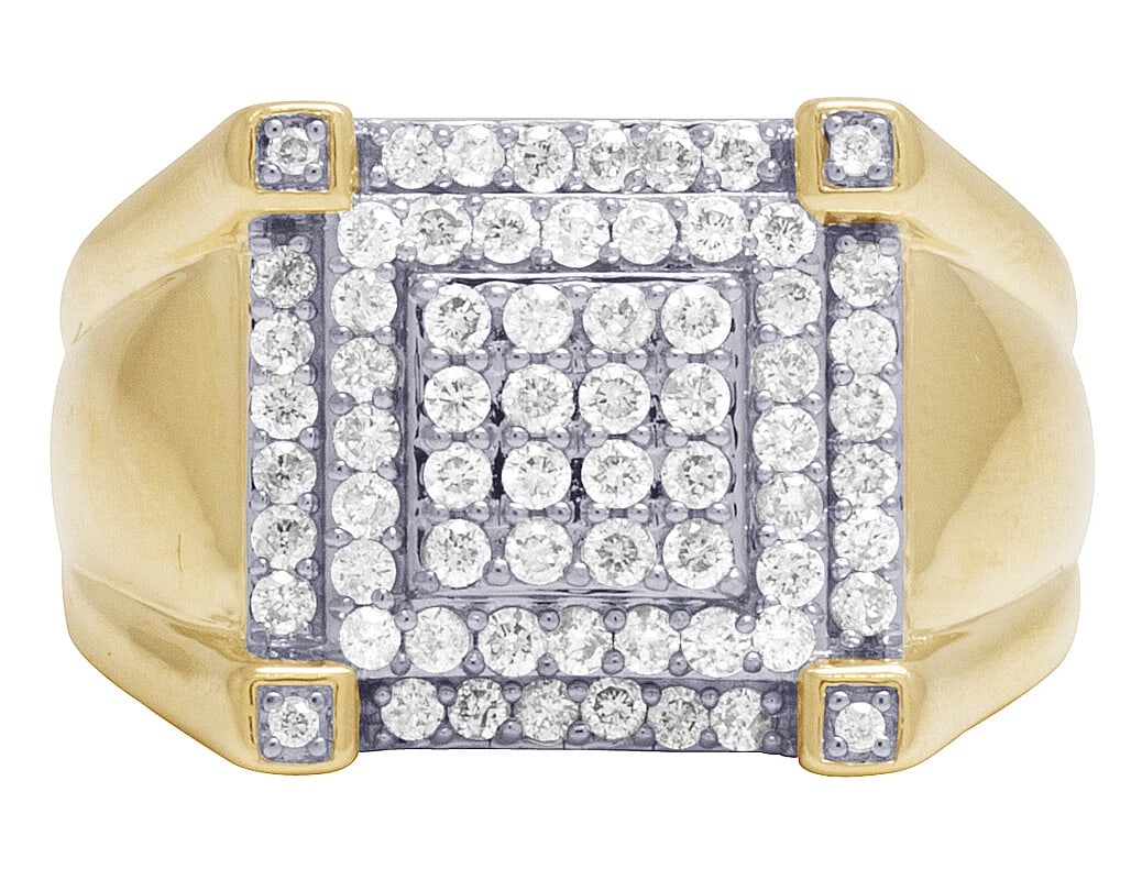 DIAMOND MENS SQUARE CLAW RING - 2