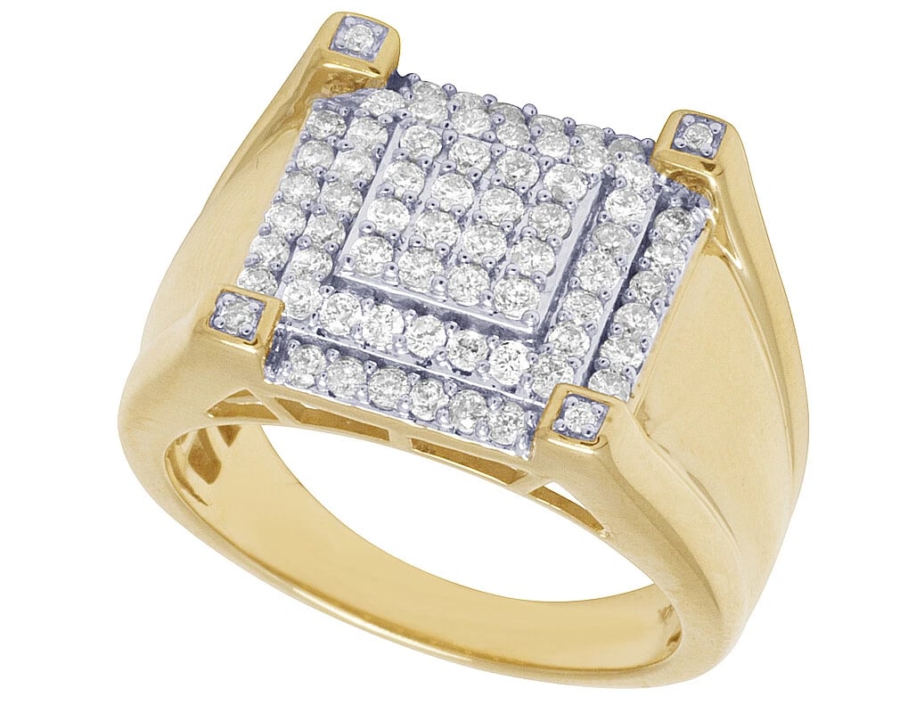DIAMOND MENS SQUARE CLAW RING - 4