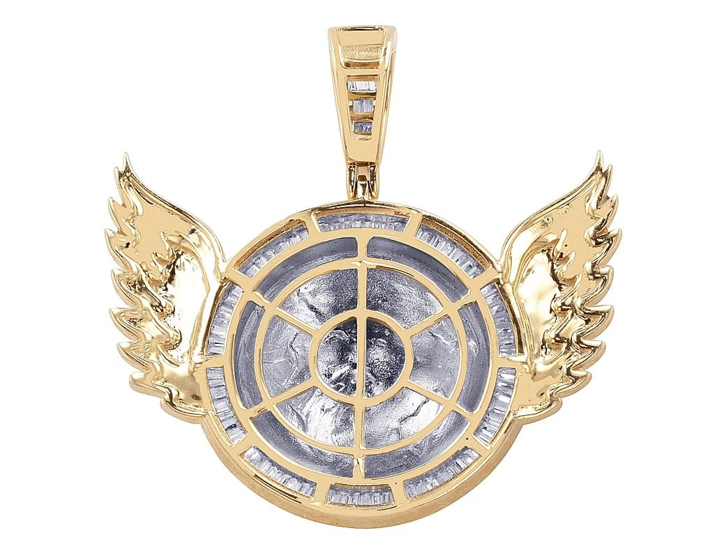 WINGED GLOBE FRAME DIAMOND WORLD MAP PENDANT - 3