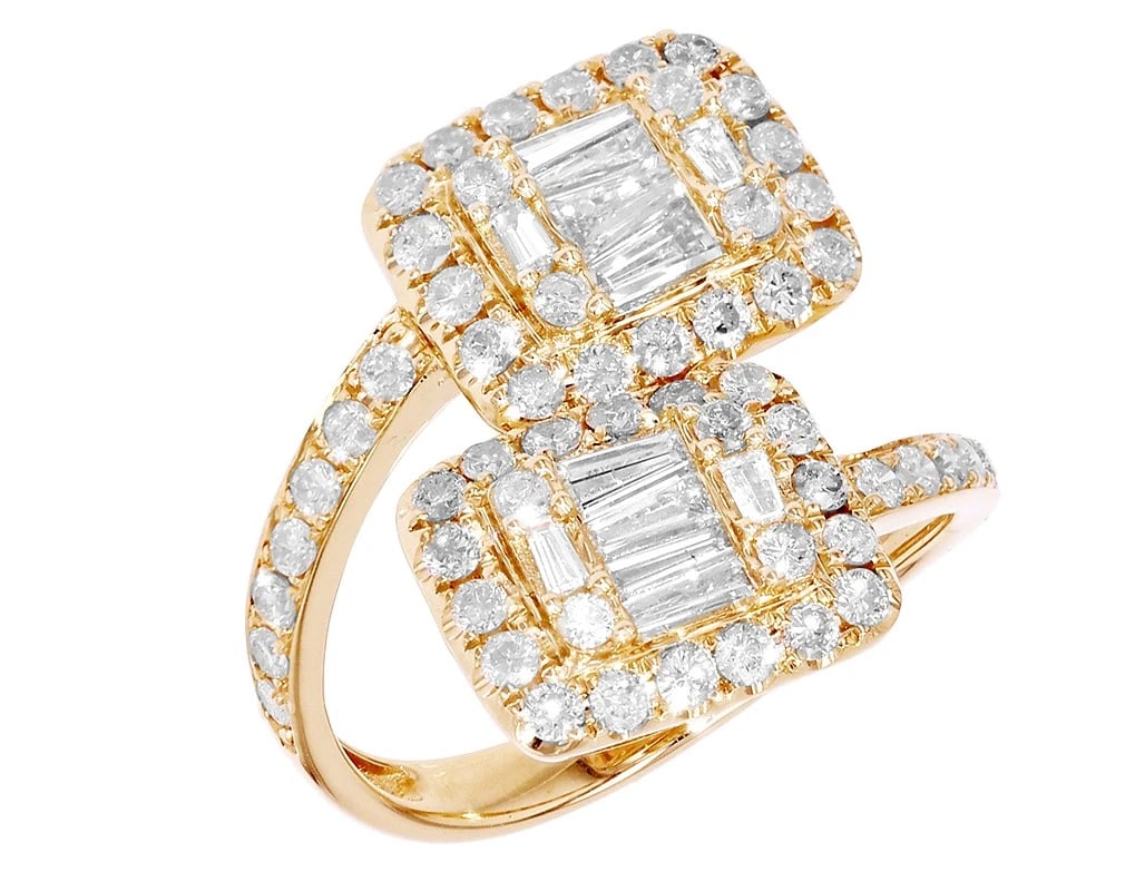 SQUARE BAGUETTE DIAMOND RING: Square Baguette Diamond Ring Brand: None Type/Style: Ring Material: 14k Yellow Gold Color: Yellow Gold Size: 7 US Accessories: None Accessories Notice: When purchasing pre-owned goods, please refer