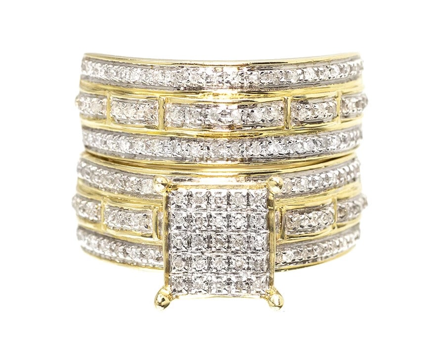 PAVE DIAMOND TRIO RING - 3