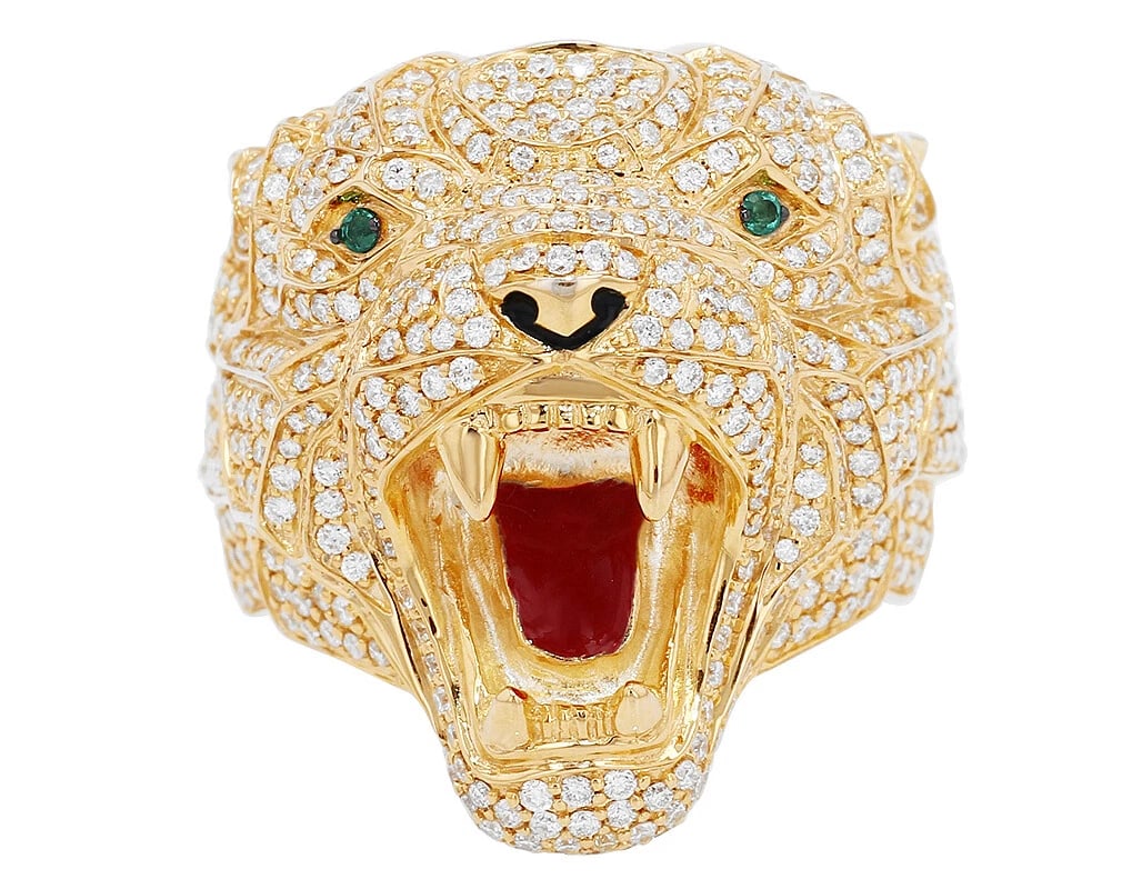 ROARING LEOPARD DIAMOND PINKY RING - 2