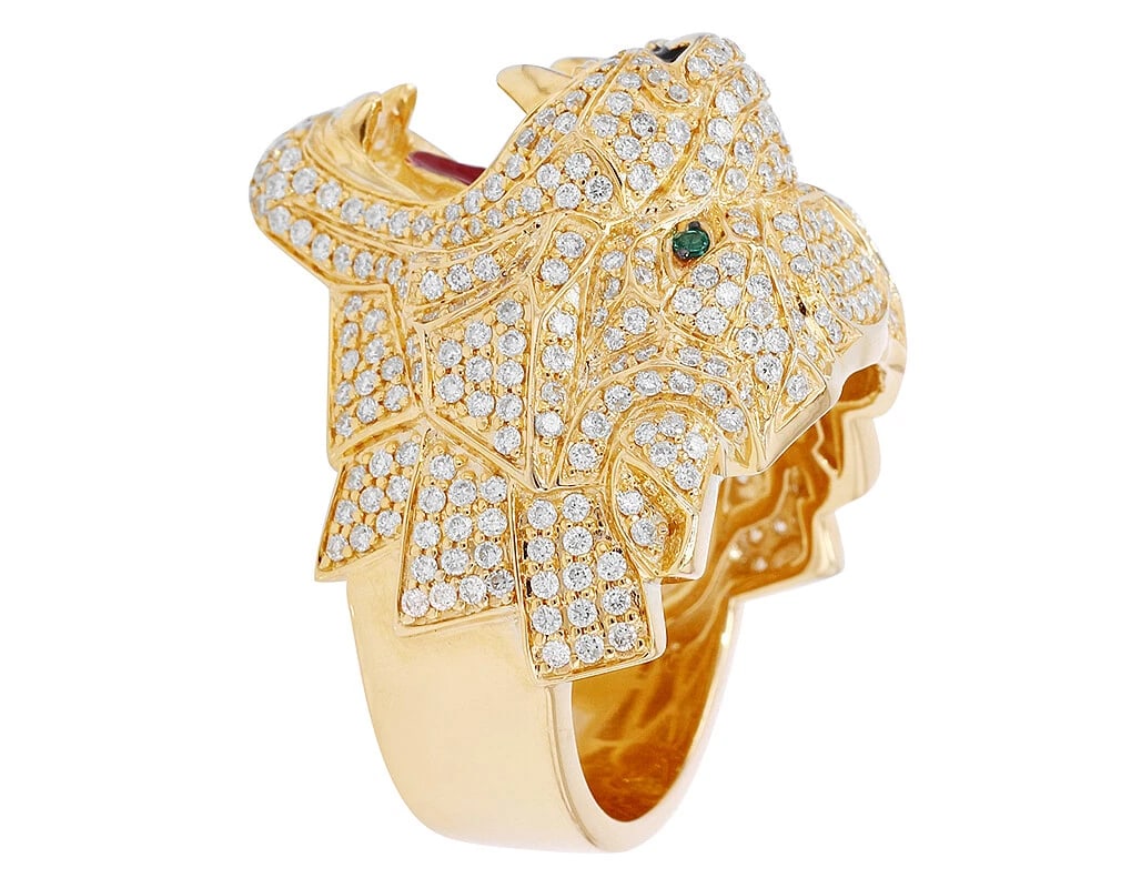 ROARING LEOPARD DIAMOND PINKY RING - 3