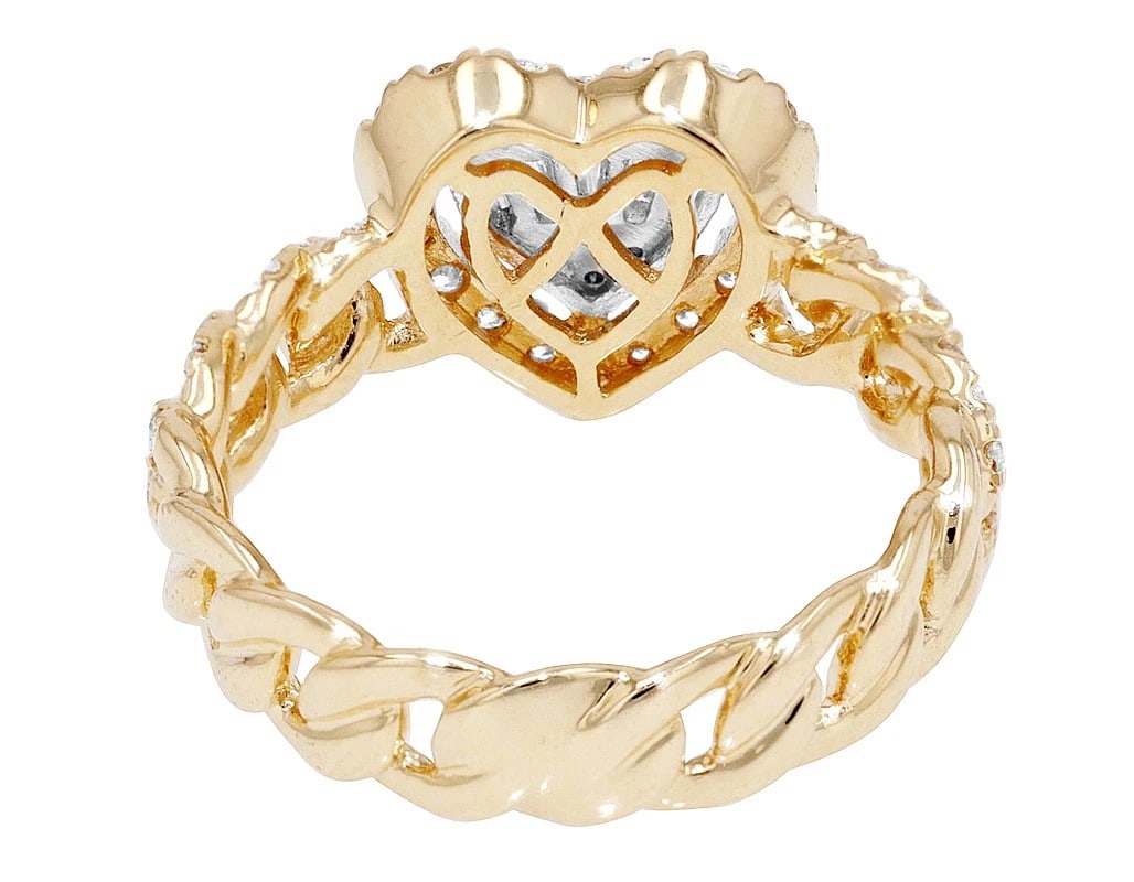 CUBAN BAGUETTE HEART DIAMOND RING - 2