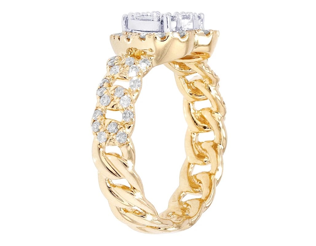 CUBAN BAGUETTE HEART DIAMOND RING - 3