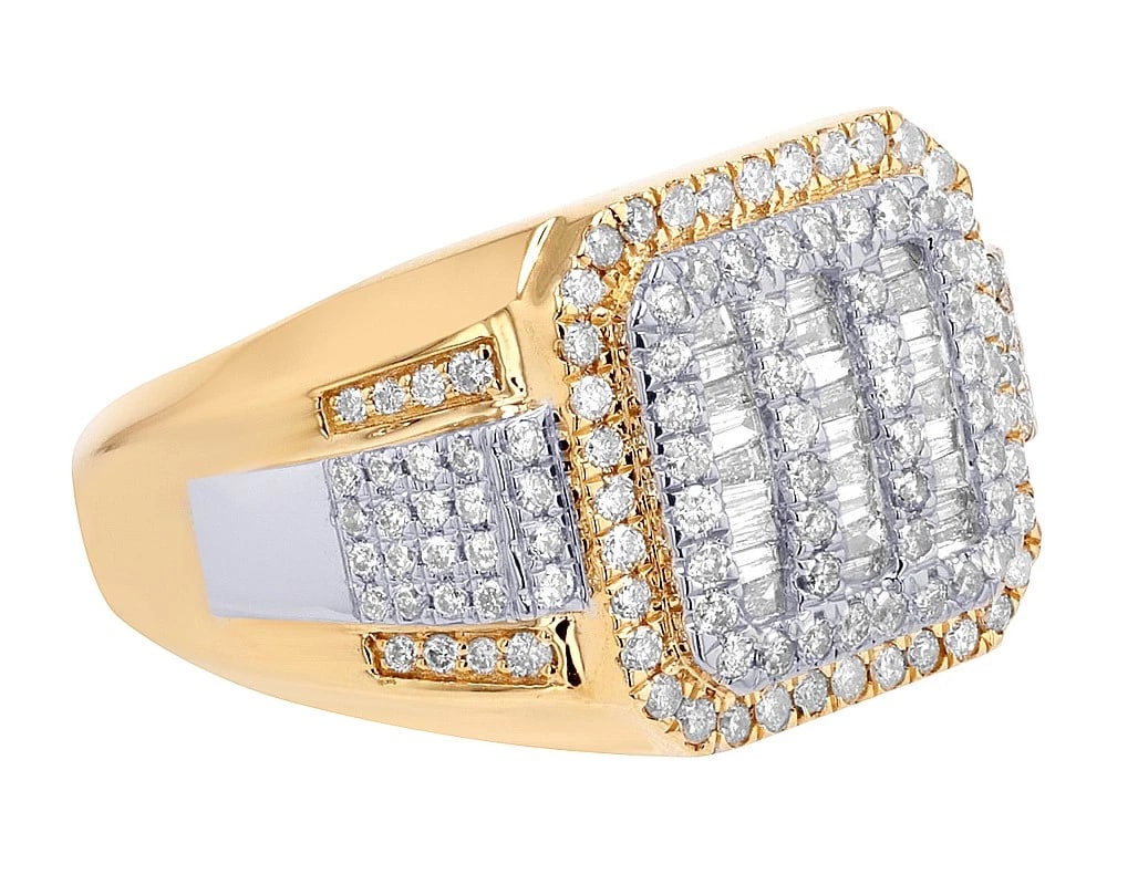 RECTANGLE TOP DIAMOND BAGUETTE & ROUND RING: Rectangle Top Diamond Baguette & Round Ring Brand: None Type/Style: Ring Material: 10k,Yellow-White Gold Color: none Size: 10 Us Accessories: None Accessories Notice: When purchasing pre-owned goods,