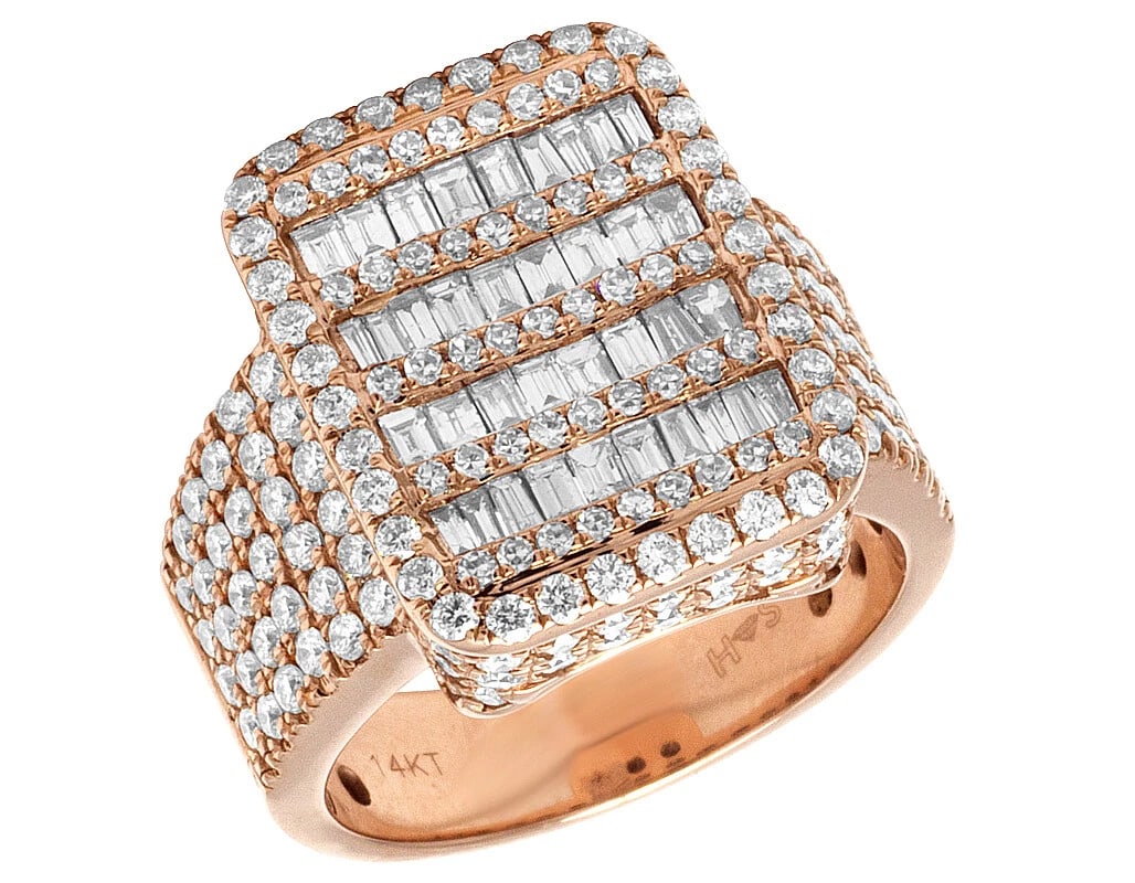 MENS DIAMOND BAGUETTE INVISIBLE PINKY RING: Mens Diamond Baguette Invisible Pinky Ring Brand: None Type/Style: Ring Material: 14k Rose Gold Color: Rose Gold Size: 10 US Accessories: None Accessories Notice: When purchasing pre-owned goods,