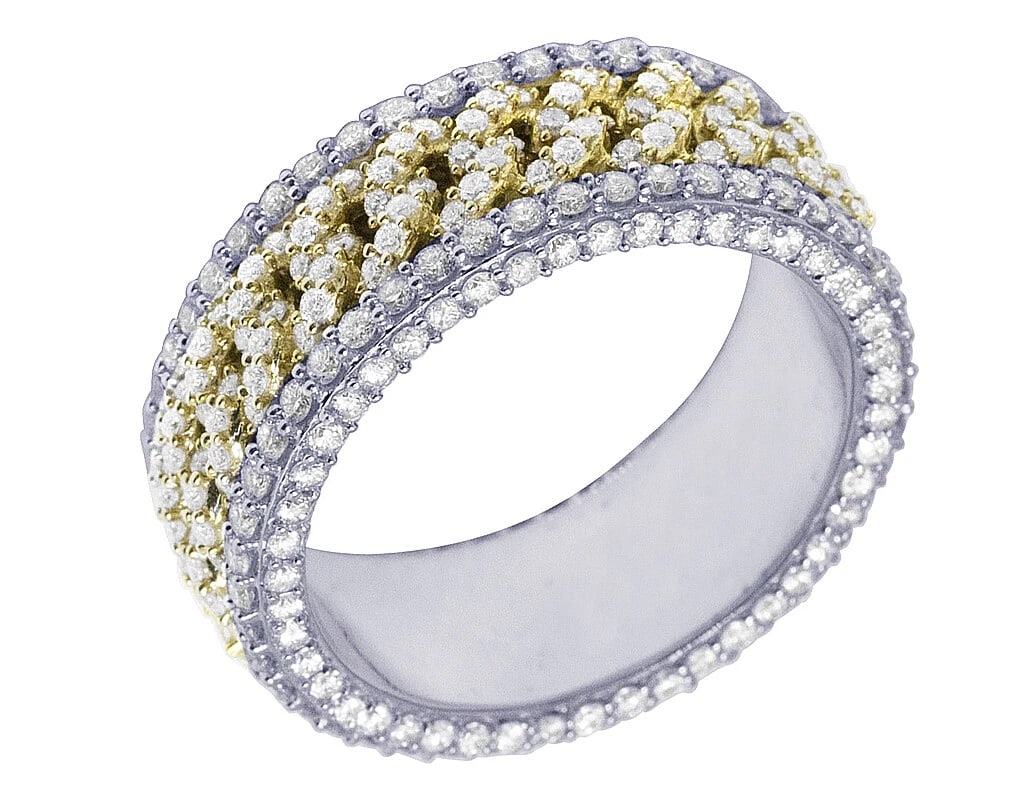 DIAMOND ETERNITY RING: Diamond Eternity Ring Brand: None Type/Style: Ring Material: 10K Multi-Tone Gold Color: none Size: 10 US Accessories: None Accessories Notice: When purchasing pre-owned goods, please refer