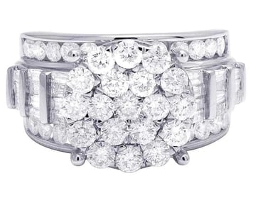 GENUINE BAGUETTE DIAMOND XL CLUSTER ENGAGEMENT RING: Genuine Baguette Diamond XL Cluster Engagement Ring Brand: None Type/Style: Ring Material: 10k White Gold Color: White Gold Size: 7US Accessories: None Accessories Notice: When purchasing