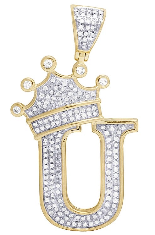 GENUINE DIAMOND CROWN LETTER INITIAL "U" PENDANT (1 of 2)