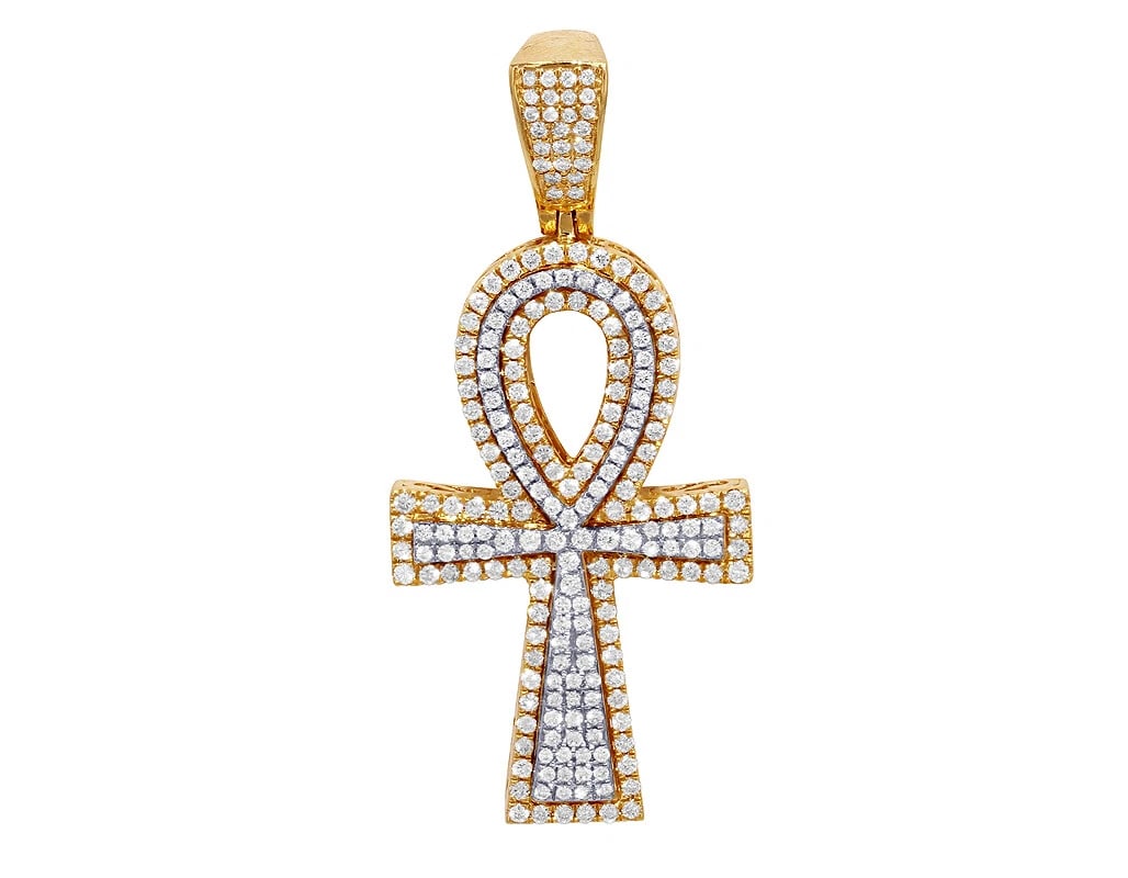 ANKH CROSS DIAMOND PENDANT: Ankh Cross Diamond Pendant Brand: None Type/Style: Necklace Material: 10k Yellow Gold Color: Yellow Gold Size: Dimension L 2" x W 1" Accessories: None Accessories Notice: When purchasing p