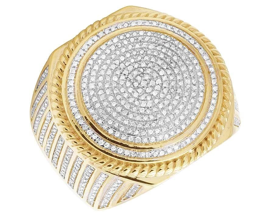 DIAMOND ICED ROUND ROPE PINKY RING: Diamond Iced Round Rope Pinky Ring Brand: None Type/Style: Ring Material: 10k Yellow Gold Color: Yellow Gold Size: 10US Accessories: None Accessories Notice: When purchasing pre-owned goods, please
