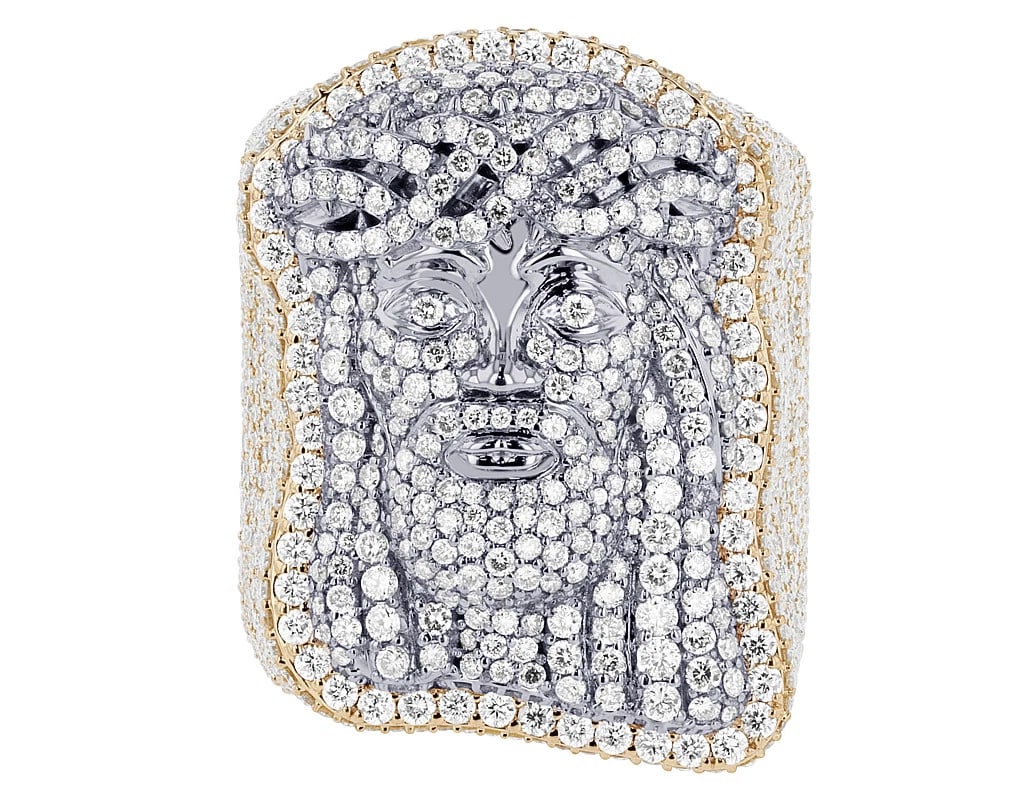JESUS FACE DIAMOND PINKY RING: Jesus Face Diamond Pinky Ring Brand: None Type/Style: Ring Material: 10k Yellow-White Gold Color: Multi-Tone Size: 10US Accessories: None Accessories Notice: When purchasing pre-owned goods, please