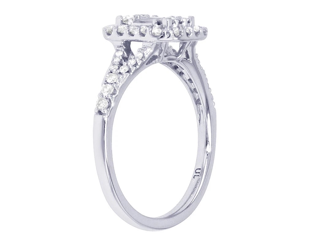 RECTANGULAR CLUSTER DIAMOND ENGAGEMENT RING - 4