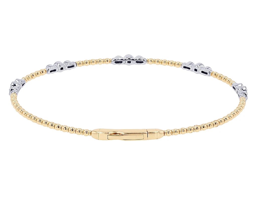 BEADED DIAMOND ACCENT BANGLE BRACELET - 2