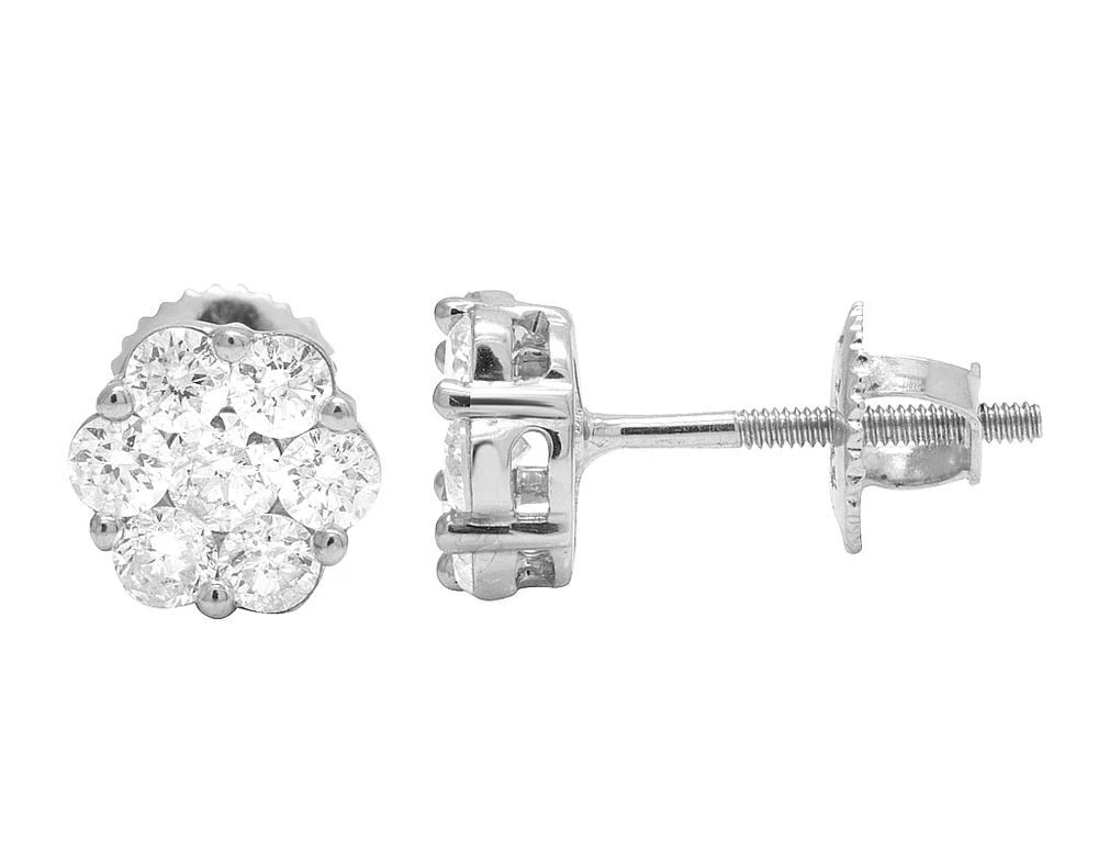 UNISEX DIAMOND CLUSTER STUD EARRINGS: Unisex Diamond Cluster Stud Earrings Brand: None Type/Style: Earrings Material: 10k White Gold Color: White Gold Size: Dimension 8mm Accessories: None Accessories Notice: When purchasing p