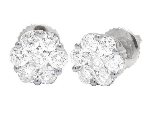 UNISEX DIAMOND CLUSTER STUD EARRINGS - 2