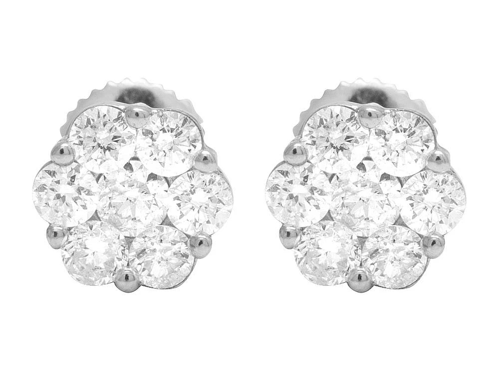 UNISEX DIAMOND CLUSTER STUD EARRINGS - 3
